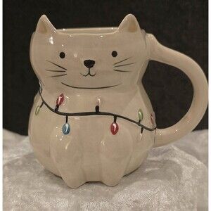 Wondershop 2024 16oz Stoneware Figural Cute Christmas Cat Mug